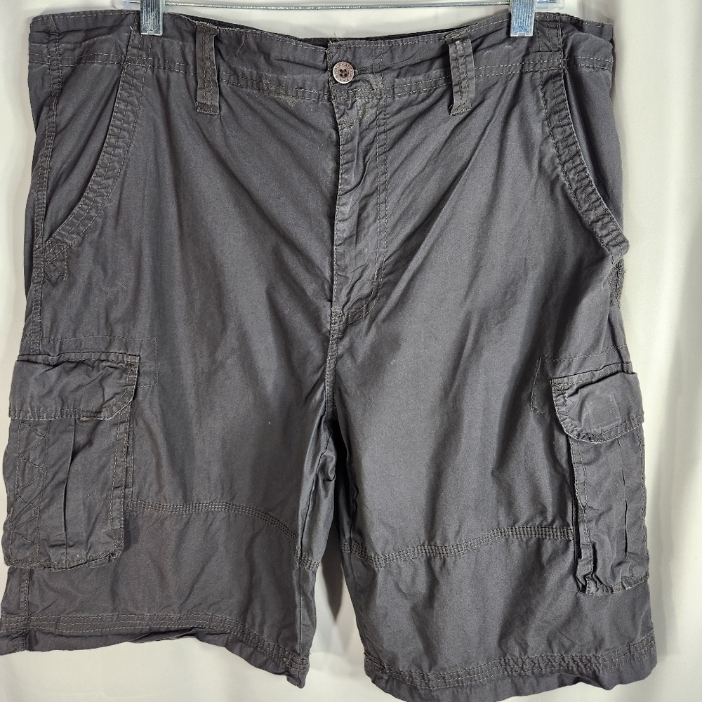 Airwalk Grey Lightweight Cotton Cargo Shorts Size 36